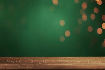 Poster - Defocused emerald green gradient blends with delicate gold sparkles, providing an elegant backdrop ideal for abstract banner design and copy placement