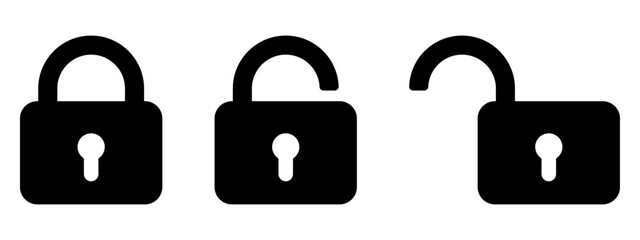 Lock icons set. Padlock symbol collection. Security symbol. Lock open and lock closed icon