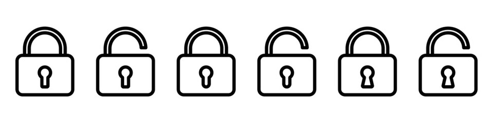Lock icons set. Padlock symbol collection. Security symbol. Lock open and lock closed icon