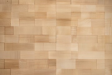 Wall Mural - Light brown wooden blocks creating a geometric pattern, ideal for backgrounds and textures