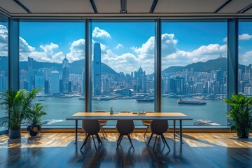 Aufkleber - Modern office overlooking hong kong skyline with stunning view