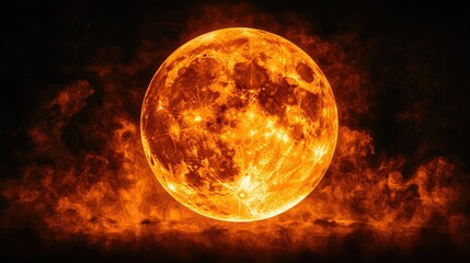 Poster - Fiery Celestial Body Enveloped In Flaming Nebula