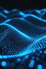 Poster - a close-up shot of a wave of blue light with no background