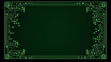 Poster - Green circuit board design, tech background