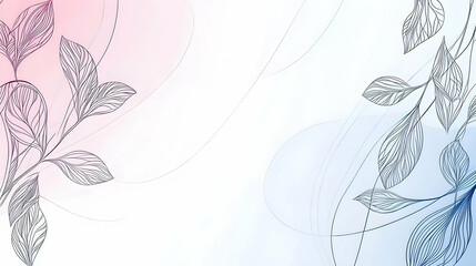 Wall Mural - elegant floral design, pastel background, leaves, curves, website banner