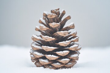 Sticker - A close-up shot of a pine cone covered in snow, great for winter or holiday-themed projects