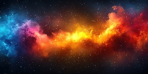 Poster - Colorful cosmic nebula with vibrant hues of orange, blue, and purple against the dark backdrop of space