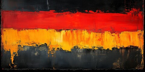 Poster - Abstract depiction of the German flag with bold colors showcasing red, yellow, and black in an artistic style