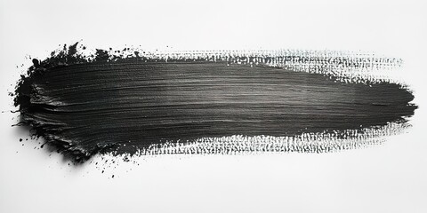 Poster - Dark paint stroke on a white canvas showcasing texture and artistic potential in creative design