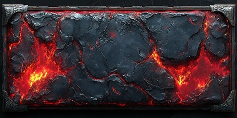 Poster - Volcanic rock texture with glowing lava cracks highlighting surface details in a dramatic backdrop