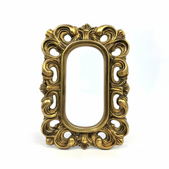 Wall Mural - Ornate gold rectangular frame against white background; ideal for home decor or website design