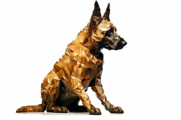 Poster - Polygonal german shepherd dog sitting and looking right on white background