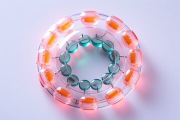 Poster - complex molecular model spinning and generating energy, symbolizing scientific innovation and futuri
