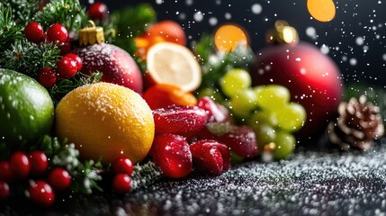 Sticker - A selection of fresh fruits arranged on a table, perfect for a still life photography or a quick snack