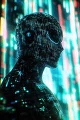 Poster - A person wearing futuristic headgear and glasses, possibly a sci-fi or technology-themed image