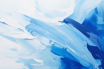 Poster - abstract painting with swirling shades of blue and white acrylic paint creating a dynamic and textur