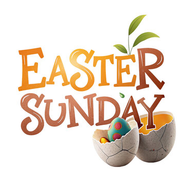 Colorful Easter Design with Decorative Eggs and Festive Sunday Text Illustration 6