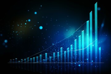 Poster - Blue bar graph with increasing trend line suggesting growing profits and success