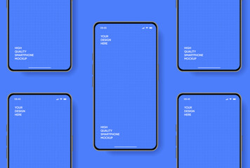 Poster - Realistic smartphone mockup. Mobile phone vector with isolated on white background. Device front view. 3D mobile phone with shadow. Realistic, high quality smart phone mockup for ui ux presentation.