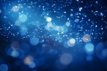 Poster - Abstract blue bokeh background with floating particles creating a festive, magical atmosphere, perfect for holiday or celebration themed projects