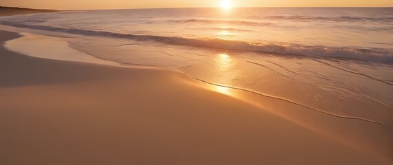 Fototapete - Stunning sunrise illuminating a tranquil beach setting filled with soft sands