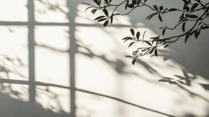 Soft Shadow Composition: Natural Window Shadow Effect on Textured White Backdrop for Product Presentation and Artful Mockups
