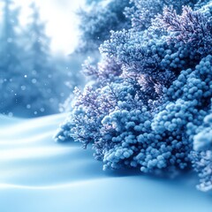 Wall Mural - Stunning Winter Scene with Snow-Covered Trees and Bushes in a Serene Snowy Landscape - Explore Beautiful Frozen Nature Scenery and Tranquil Frosty Wilderness