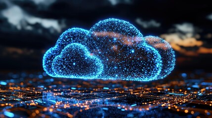 Poster - Abstract Digital Cloud Network Data Visualization