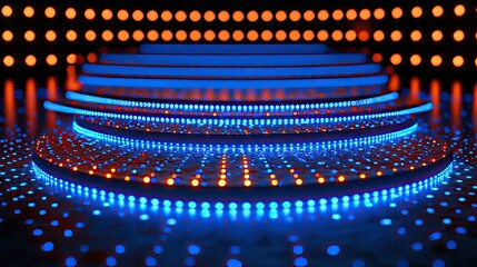 Poster - Illuminated Stage Platform with Blue and Orange Lights