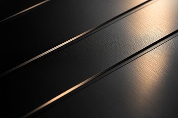 Poster - Metal surface reflecting light with textured lines and subtle shine during golden hour