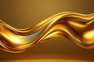 Poster - Elegant golden fabric flows gracefully against a shimmering backdrop in a soft, warm glow