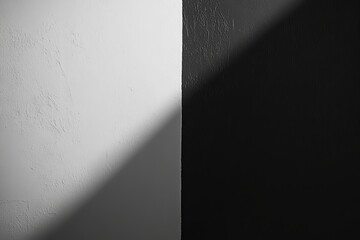 Poster - Contrast of Light and Shadow in a Minimalist Space Defined by Black and White Walls