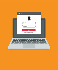 Login page on laptop screen