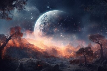 Wall Mural - background of galaxy and stars