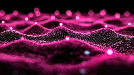 Poster - Abstract Pink Wave Particle Digital Landscape