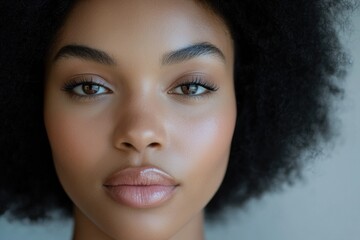 Poster - Dual beauty showcasing natural look on one side and glamorous makeup on the other side in bright light setting. Generative AI