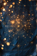 Wall Mural - Golden Galaxy Stars on Dark Blue Background for Astronomy Blogs, Sci-Fi Designs, or Phone Wallpapers, Presentations, and Artistic Projects