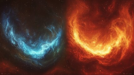 Poster - Celestial Fire and Ice Cosmic Nebula Swirl