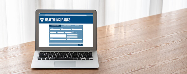 Poster - health insurance web site modish registration system for easy form filling