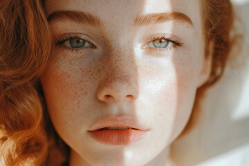 Fototapete - Natural beauty meets glamour in a striking face divided by makeup and bare skin. Generative AI