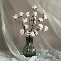 Wall Mural - Dried Cotton Flowers