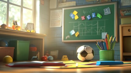 Poster - 3D Styled Sports Background with Warm Lighting
