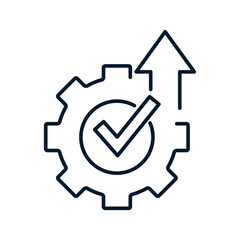 Poster - concept of work process optimization. vector linear icon isolated on white background.