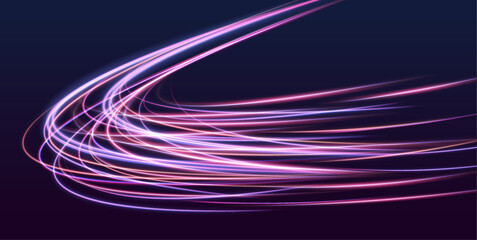 Poster - Vector glitter light fire flare trace.  Meteor shower, abstract space background. Expressway in long delay, with car lights at night on autobahn. Night starry sky.