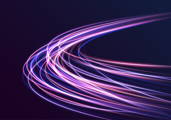 Poster - Vector glitter light fire flare trace.  Meteor shower, abstract space background. Expressway in long delay, with car lights at night on autobahn. Night starry sky.