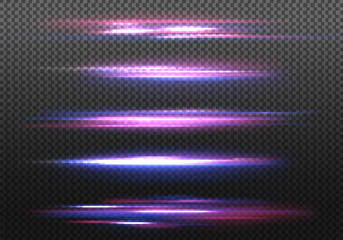 Poster - Neon glowing red and blue lines with fast particle motion and laser beams create a captivating effect of moving speed, while the glowing flares and light traces add excitement to any design.	