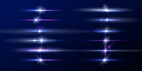 Poster - Realistic sun rays. Sun ray glow abstract shine light effect starburst beam sunshine glowing isolated image. Blue light flares, beams, blue line, rays.	