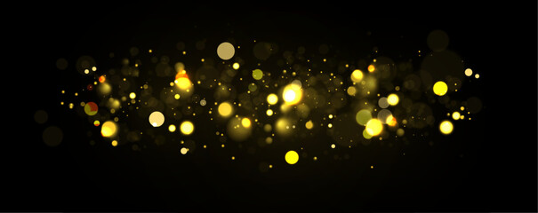 Aufkleber - Abstract glares bokeh effect with glitters on a black background. Christmas concept. Glowing bokeh lights isolated on dark transparent background