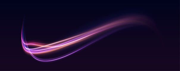 Poster - Image with the effect of high-speed movement on the road. Abstract fire flare trace lens flares. Expressway in long delay, with car lights at night on autobahn.	