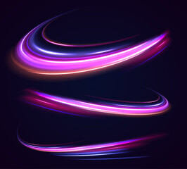 Poster - Racing cars dynamic flash effects city road with long exposure night ligh. Neon color glowing lines background, high-speed light trails effect electric light, light effect.	
